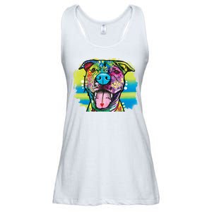 Colorful Happy Pitbull Ladies Essential Flowy Tank