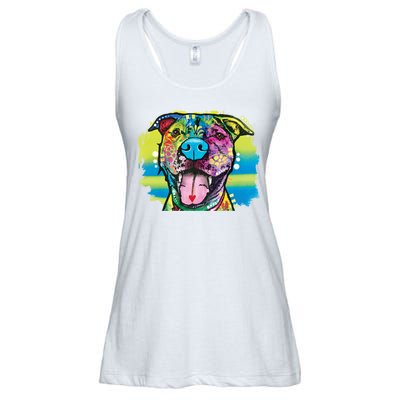 Colorful Happy Pitbull Ladies Essential Flowy Tank