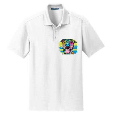 Colorful Happy Pitbull Dry Zone Grid Polo