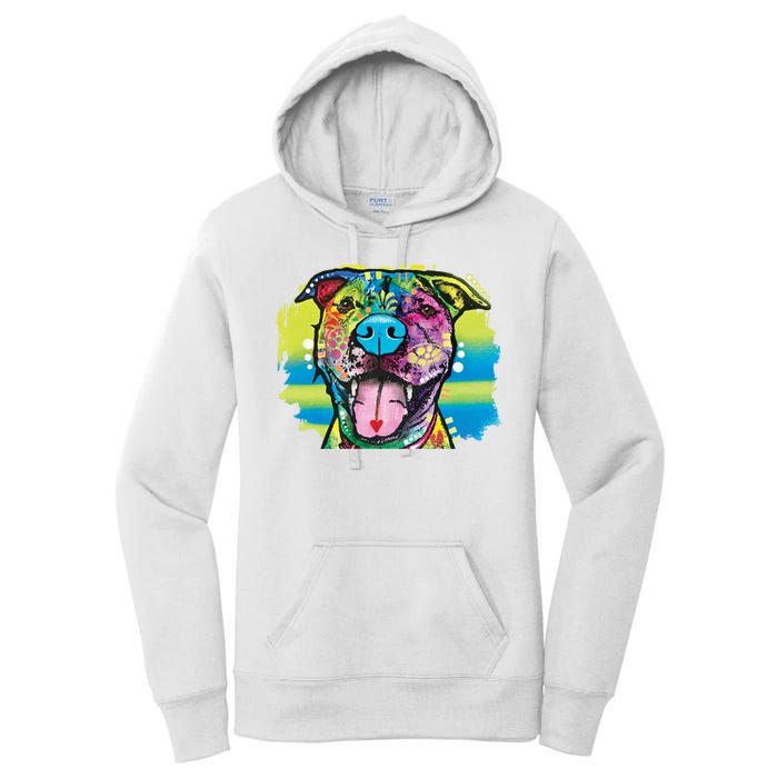 Colorful Happy Pitbull Women's Pullover Hoodie