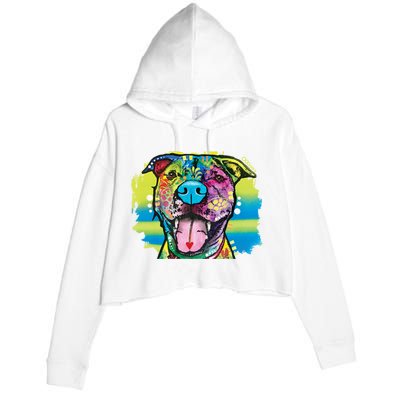 Colorful Happy Pitbull Crop Fleece Hoodie