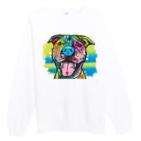 Colorful Happy Pitbull Premium Crewneck Sweatshirt