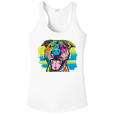 Colorful Happy Pitbull Ladies PosiCharge Competitor Racerback Tank