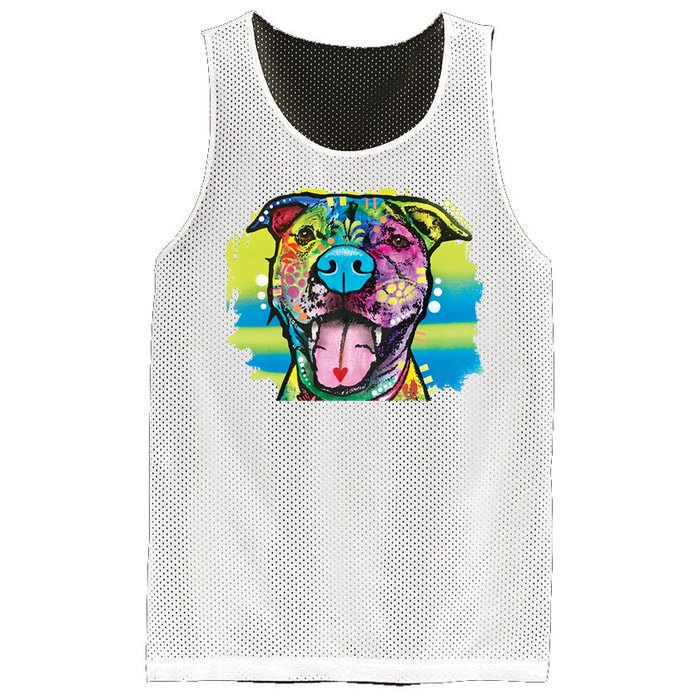 Colorful Happy Pitbull Mesh Reversible Basketball Jersey Tank