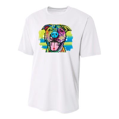 Colorful Happy Pitbull Youth Performance Sprint T-Shirt