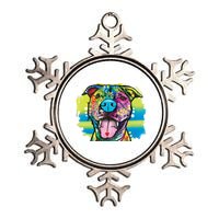 Colorful Happy Pitbull Metallic Star Ornament