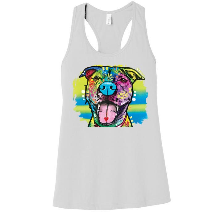 Colorful Happy Pitbull Women's Racerback Tank