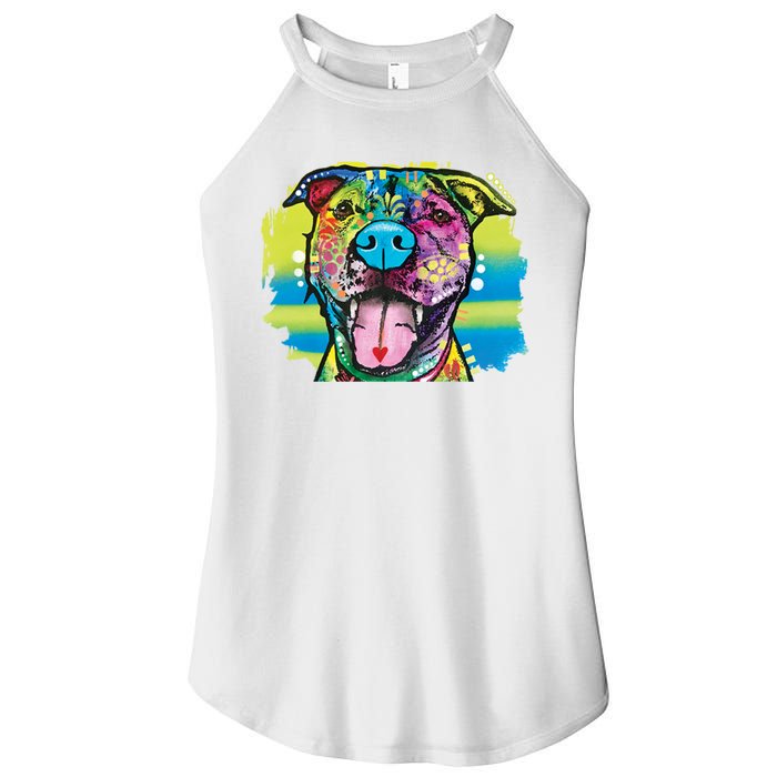 Colorful Happy Pitbull Women's Perfect Tri Rocker Tank