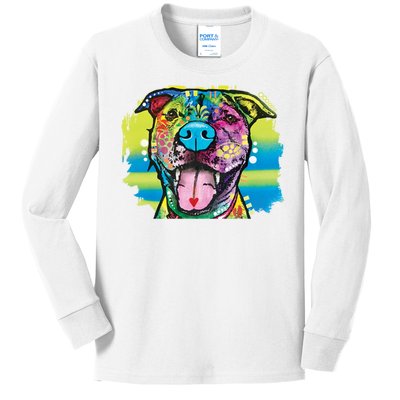 Colorful Happy Pitbull Kids Long Sleeve Shirt