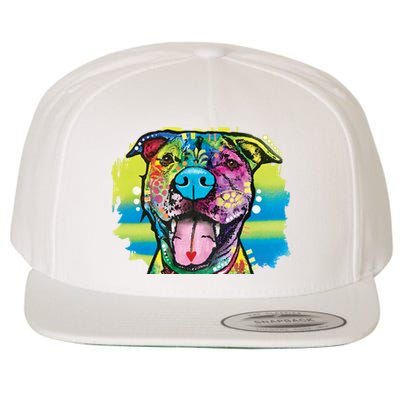 Colorful Happy Pitbull Wool Snapback Cap