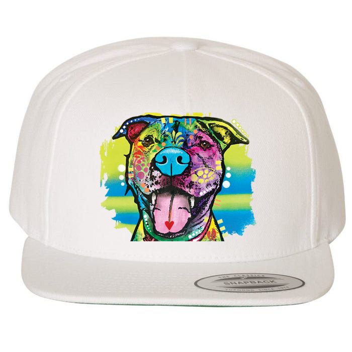 Colorful Happy Pitbull Wool Snapback Cap