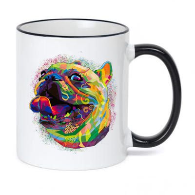 Colorful Happy Pug Smiling 11oz Black Color Changing Mug