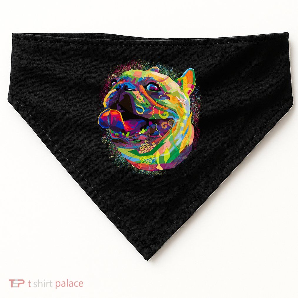 Colorful Happy Pug Smiling USA-Made Doggie Bandana