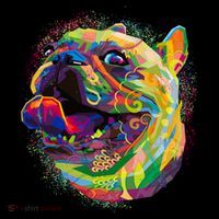 Colorful Happy Pug Smiling USA-Made Doggie Bandana