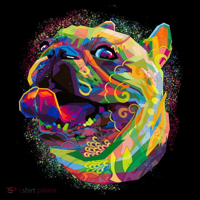 Colorful Happy Pug Smiling USA-Made Doggie Bandana