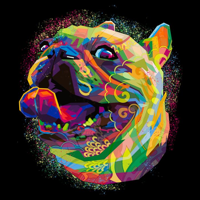Colorful Happy Pug Smiling Apron