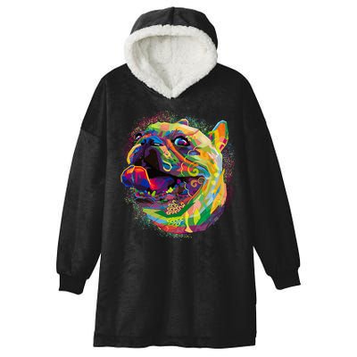 Colorful Happy Pug Smiling Hooded Wearable Blanket