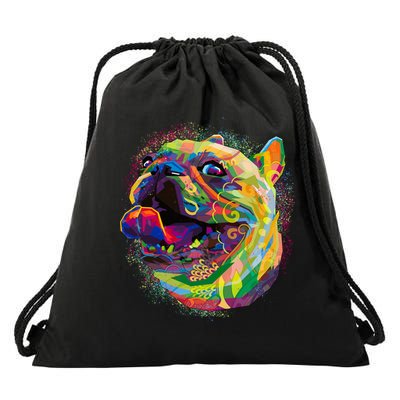 Colorful Happy Pug Smiling Drawstring Bag