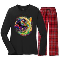 Colorful Happy Pug Smiling Women's Long Sleeve Flannel Pajama Set 