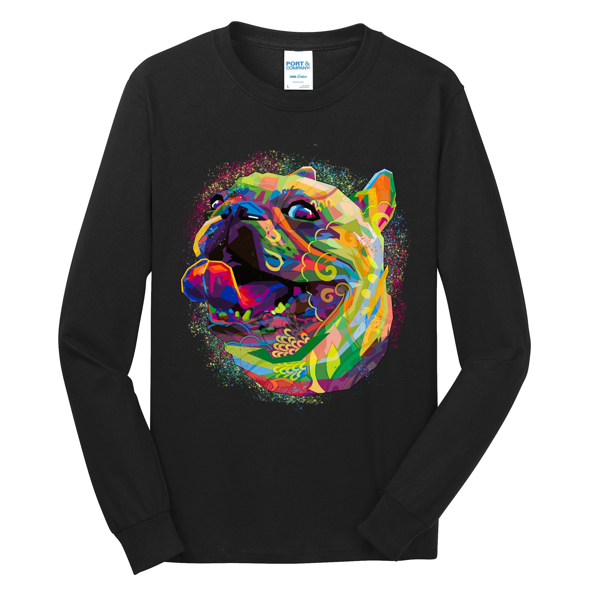 Colorful Happy Pug Smiling Tall Long Sleeve T-Shirt