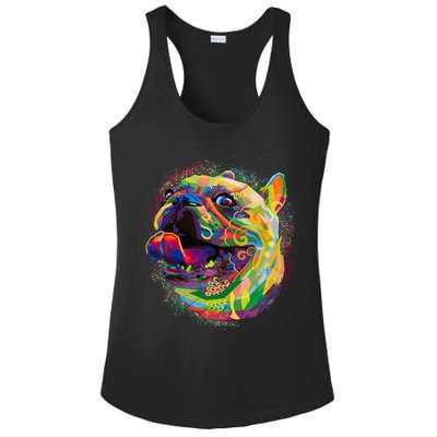 Colorful Happy Pug Smiling Ladies PosiCharge Competitor Racerback Tank