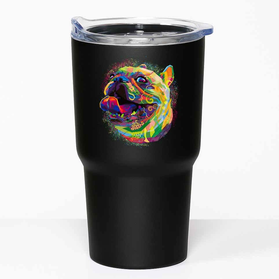 Colorful Happy Pug Smiling Tumbler