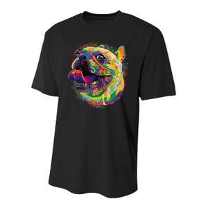 Colorful Happy Pug Smiling Youth Performance Sprint T-Shirt