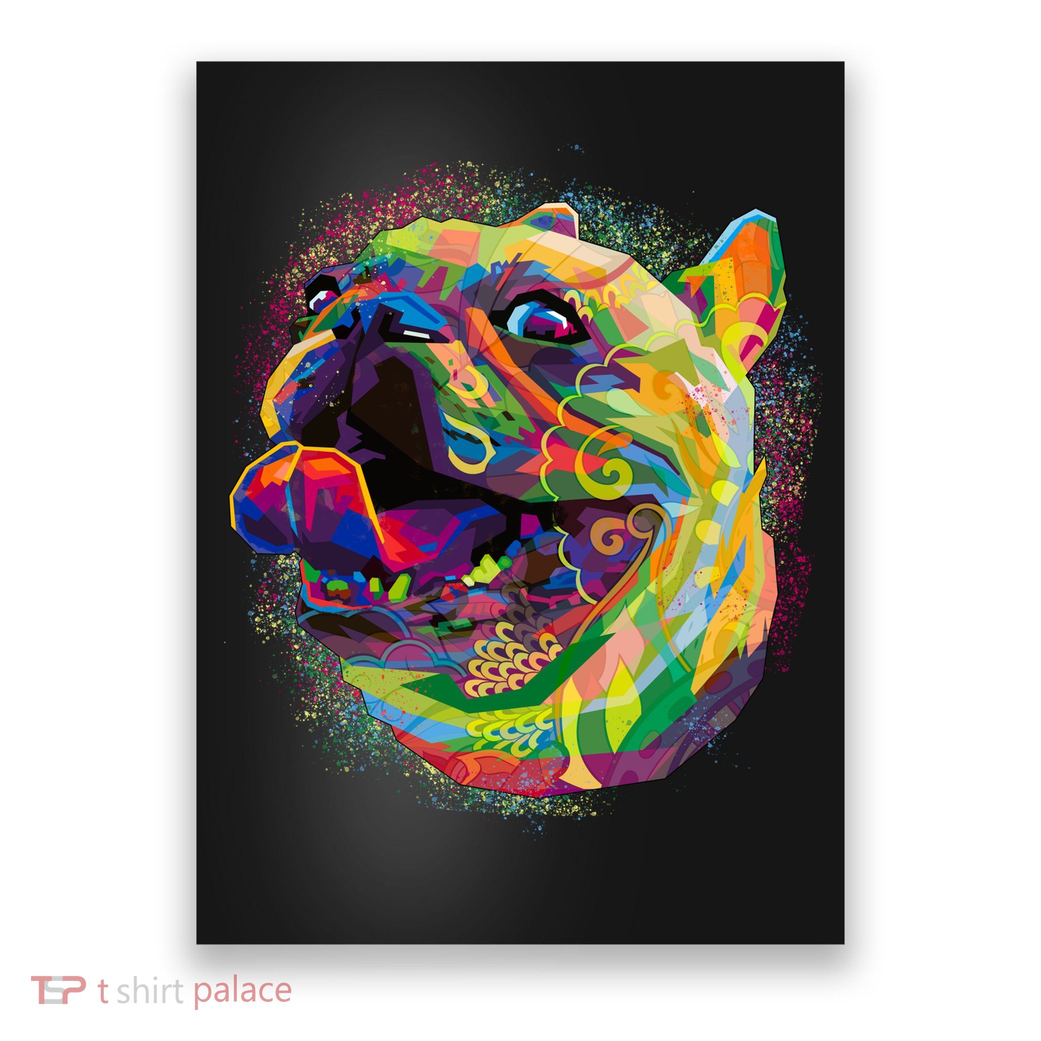 Colorful Happy Pug Smiling Poster