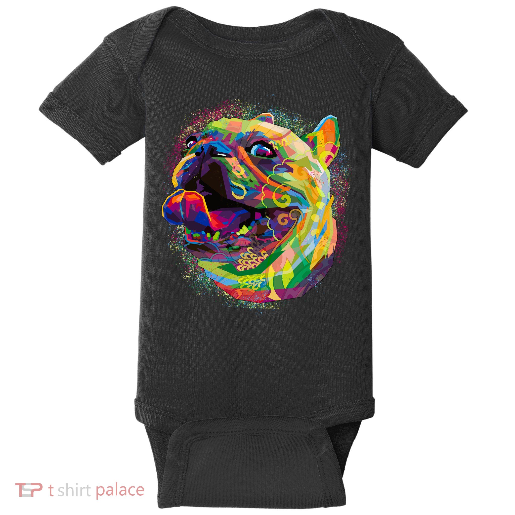 Colorful Happy Pug Smiling Baby Bodysuit