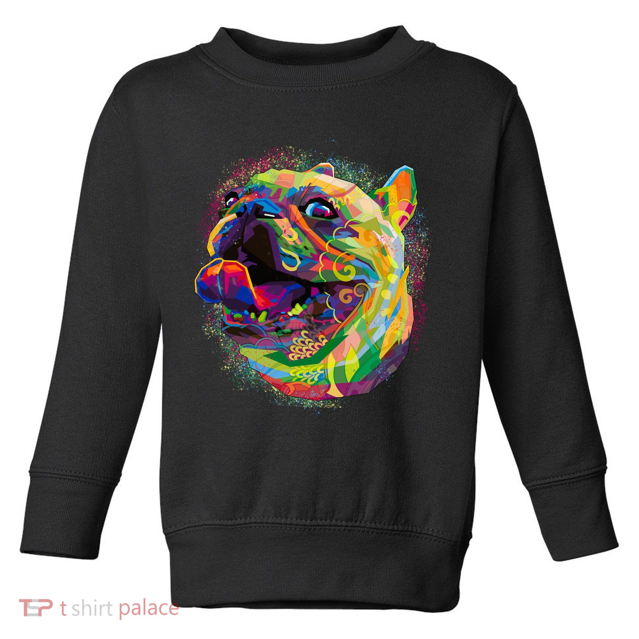 Colorful Happy Pug Smiling Toddler Sweatshirt