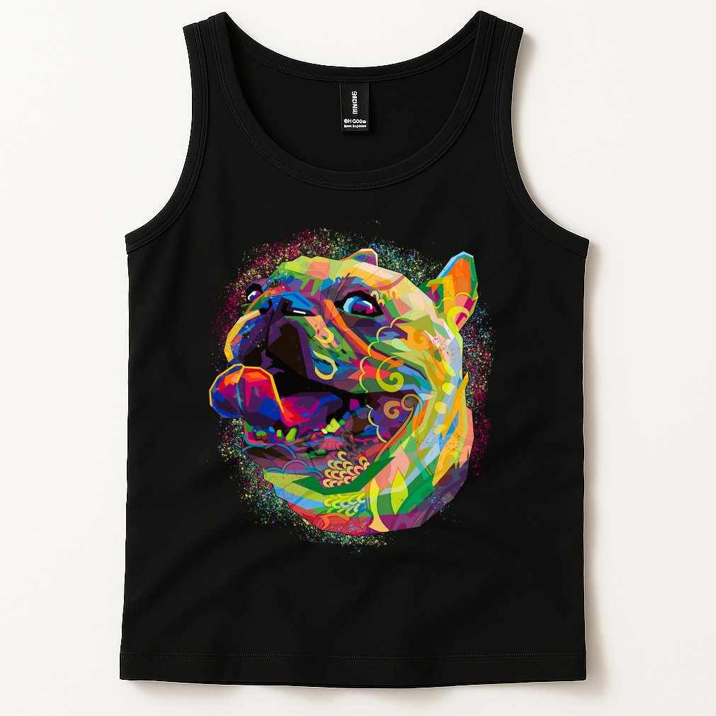 Colorful Happy Pug Smiling Tank Top
