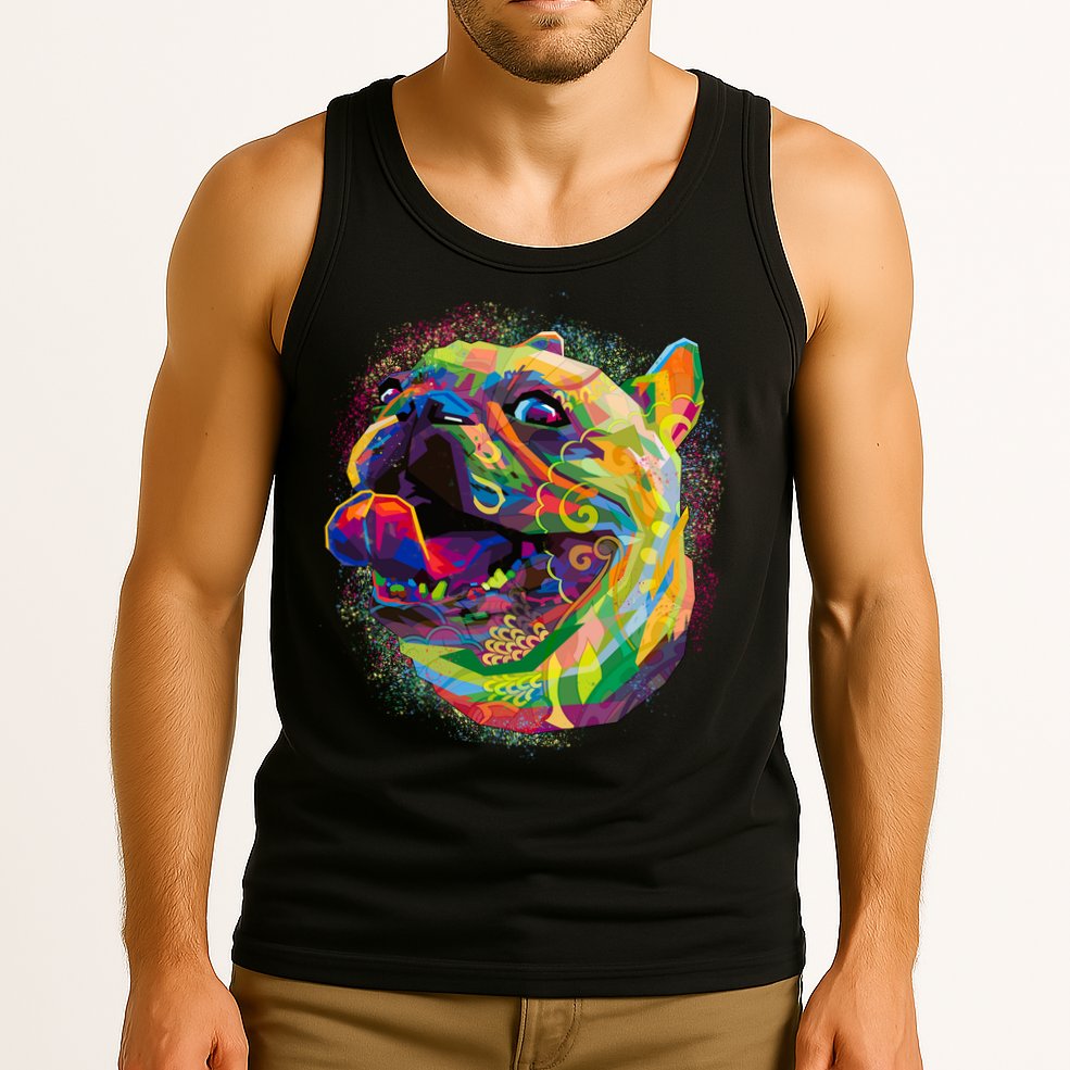 Colorful Happy Pug Smiling Tank Top