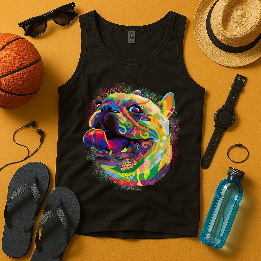 Colorful Happy Pug Smiling Tank Top
