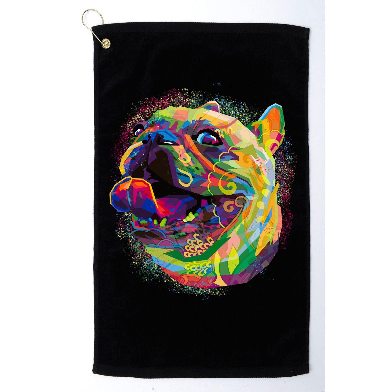 Colorful Happy Pug Smiling Golf Towel