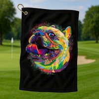 Colorful Happy Pug Smiling Golf Towel