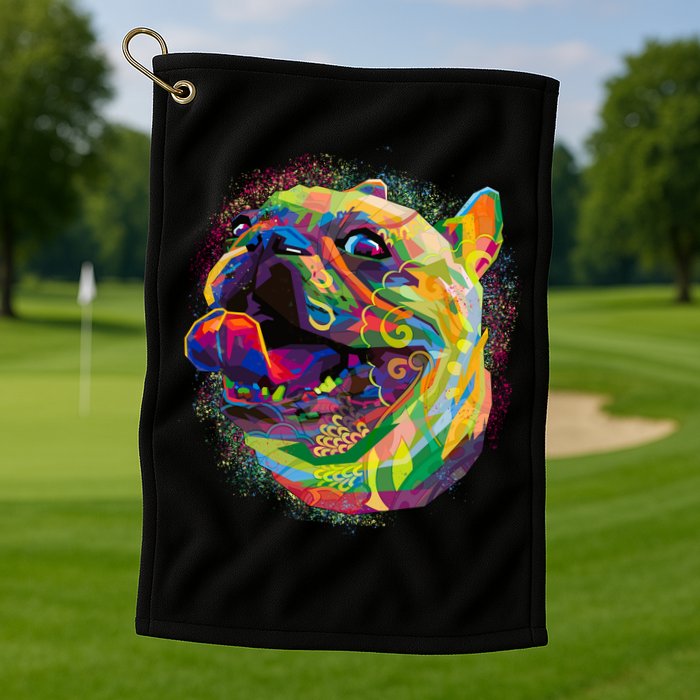 Colorful Happy Pug Smiling Golf Towel
