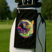 Colorful Happy Pug Smiling Golf Towel