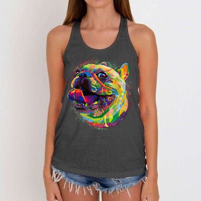 Colorful Happy Pug Smiling Women's Knotted Racerback Tank