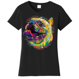 Colorful Happy Pug Smiling Women's T-Shirt