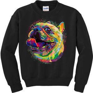 Colorful Happy Pug Smiling Kids Sweatshirt