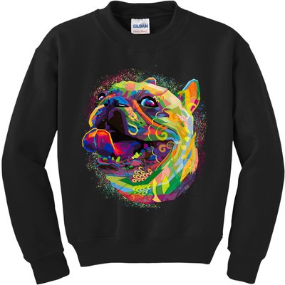 Colorful Happy Pug Smiling Kids Sweatshirt