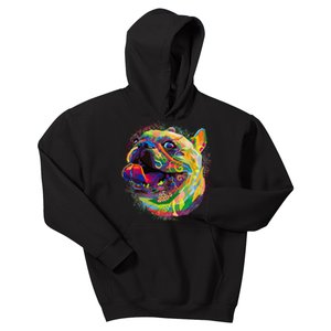 Colorful Happy Pug Smiling Kids Hoodie