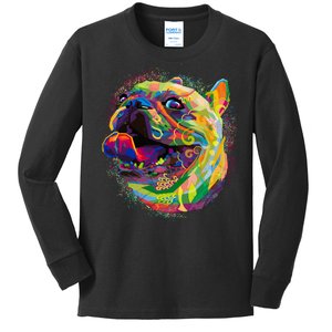 Colorful Happy Pug Smiling Kids Long Sleeve Shirt