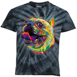 Colorful Happy Pug Smiling Kids Tie-Dye T-Shirt