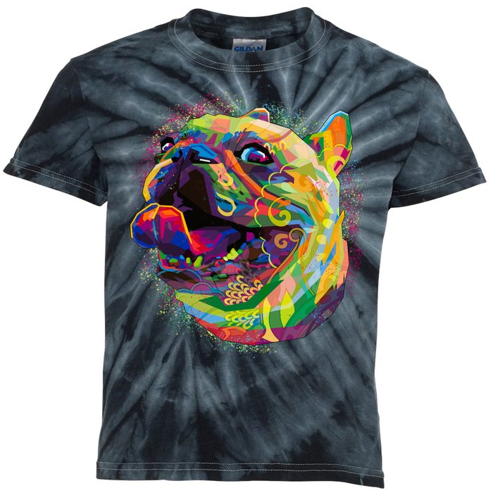 Colorful Happy Pug Smiling Kids Tie-Dye T-Shirt