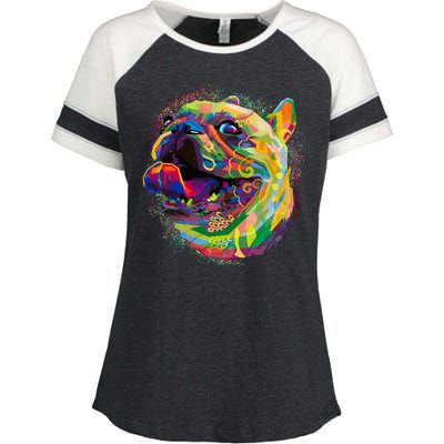 Colorful Happy Pug Smiling Enza Ladies Jersey Colorblock Tee