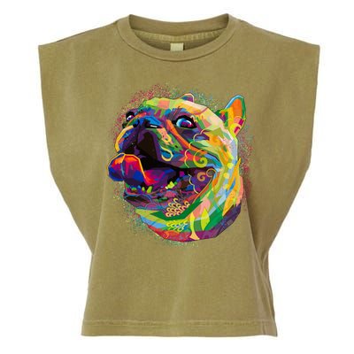 Colorful Happy Pug Smiling Garment-Dyed Women's Muscle Tee