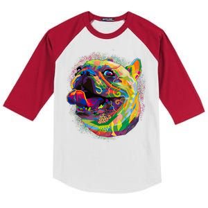 Colorful Happy Pug Smiling Kids Colorblock Raglan Jersey