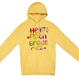 Colorful Hello Fifth Grade Premium Pullover Hoodie