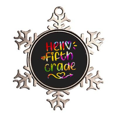 Colorful Hello Fifth Grade Metallic Star Ornament